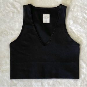 Athleta Ribbed Crop v-Neck Tank, Black, Medium